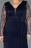 Robe de Soirée Grande Taille Longue Mousseline Bleu Marine ABU5624