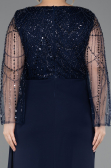 Robe de Soirée Grande Taille Longue Mousseline Bleu Marine ABU5624