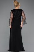 Robe de Soirée Grande Taille Longue Mousseline Noir ABU5624