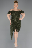 Robe De Invitation Grande Taille Midi Kaki ABK2534