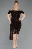 Robe De Invitation Grande Taille Midi Brun ABK2534