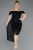 Robe De Invitation Grande Taille Midi Bleu Marine ABK2534