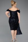 Robe De Invitation Grande Taille Midi Bleu Marine ABK2534