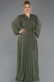 Robe De Soirée Grande Taille Mousseline Longue Kaki ABU3075