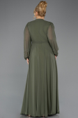 Robe De Soirée Grande Taille Mousseline Longue Kaki ABU3075