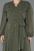 Robe De Soirée Grande Taille Mousseline Longue Kaki ABU3075