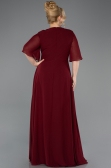 Robe de Soirée Grande Taille Longue Mousseline Rouge Bordeaux ABU5613