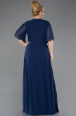 Robe de Soirée Grande Taille Longue Mousseline Bleu Marine ABU5613