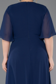 Robe de Soirée Grande Taille Longue Mousseline Bleu Marine ABU5613