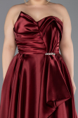 Robe de Soirée Grande Taille Longue Satin Rouge Bordeaux ABU5650