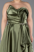 Robe de Soirée Grande Taille Longue Satin Kaki ABU5650