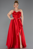 Robe de Soirée Grande Taille Longue Satin Rouge ABU5650
