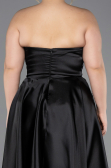 Robe de Soirée Grande Taille Longue Satin Noir ABU5650