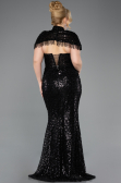 Robe De Soirée Grande Taille Longue Perlé Noir ABU5698
