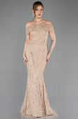 Robe de Soirée Longue Perlé Or ABU5694