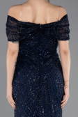Robe de Soirée Longue Perlé Bleu Marine ABU5694