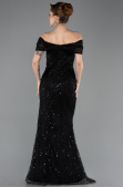 Robe de Soirée Longue Perlé Noir ABU5694