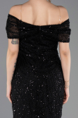 Robe de Soirée Longue Perlé Noir ABU5694