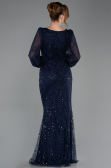 Robe de Soirée Longue Perlé Bleu Marine ABU5695