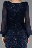 Robe de Soirée Longue Perlé Bleu Marine ABU5695