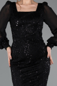 Robe de Soirée Longue Perlé Noir ABU5695