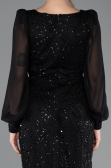 Robe de Soirée Longue Perlé Noir ABU5695