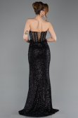 Robe de Soirée Longue Perlé Noir ABU5696