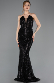 Robe Queue de Poisson Longue Perlé Noir ABU5697