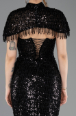 Robe Queue de Poisson Longue Perlé Noir ABU5697