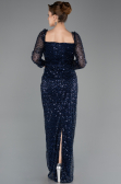 Robe de Soirée Longue Perlé Bleu Marine ABU5699