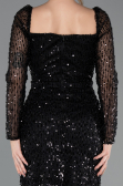 Robe de Soirée Longue Perlé Noir ABU5699