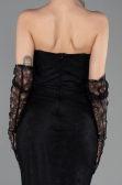Robe de Soirée Longue Dantelle Noir ABU5717