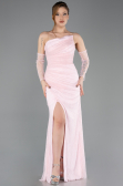 Robe de Soirée Longue Dantelle Poudre ABU5700