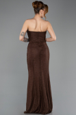Robe de Soirée Longue Dantelle Brun ABU5717