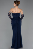 Robe de Soirée Longue Dantelle Bleu Marine ABU5717