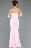 Robe de Soirée Longue Dantelle Poudre ABU5717