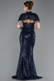 Robe Queue de Poisson Longue Perlé Bleu Marine ABU5697