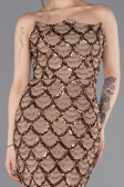Robe de Soirée Longue Squameuse Cuivre ABU5701