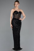 Robe de Soirée Longue Squameuse Noir ABU5702