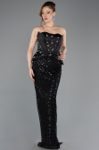 Robe de Soirée Longue Squameuse Noir ABU5702