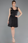 Robe de Soirée Courte Satin Noir ABK2536