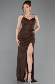 Robe de Soirée Longue Dantelle Brun ABU5719