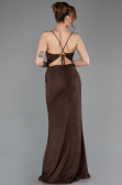 Robe de Soirée Longue Dantelle Brun ABU5719