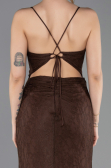 Robe de Soirée Longue Dantelle Brun ABU5719
