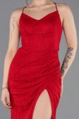 Robe de Soirée Longue Dantelle Rouge ABU5719