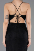 Robe de Soirée Longue Dantelle Noir ABU5719