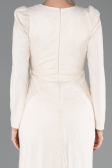 Robe de Soirée Longue Dantelle Beige ABU5720