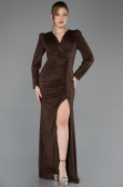 Robe de Soirée Longue Dantelle Brun ABU5720