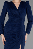 Robe de Soirée Longue Dantelle Bleu Marine ABU5720