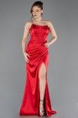 Robe de Soirée Longue Satin Rouge ABU5708